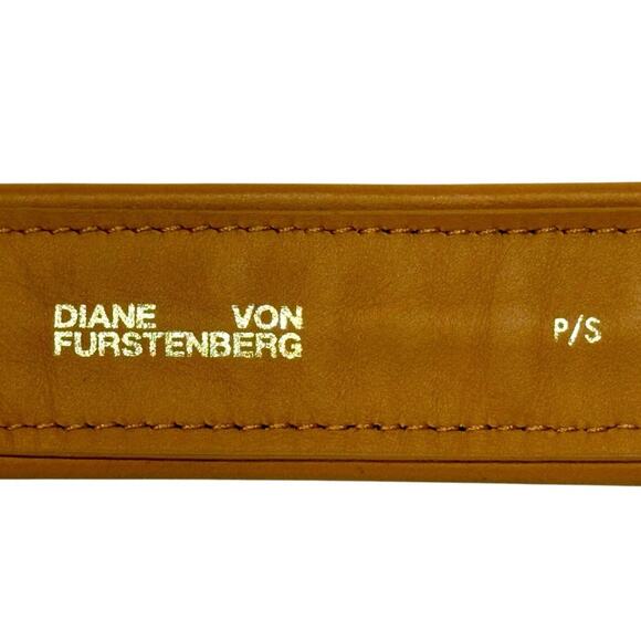 DVF Leather Belt Black/Tan with Gold Buckle - “Milly” - Summer Dress Perfection! - Picture 6 of 8